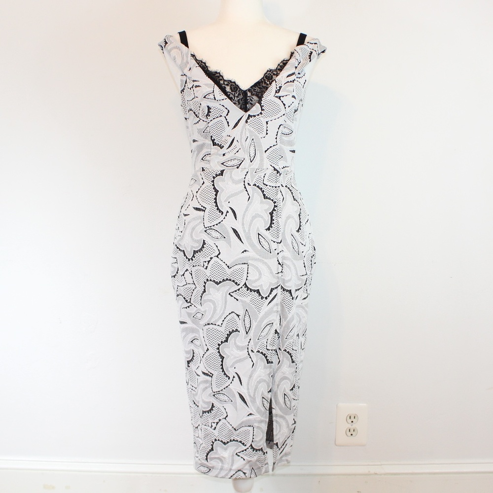 White and Black A.B.S. Midi Dress, size 4